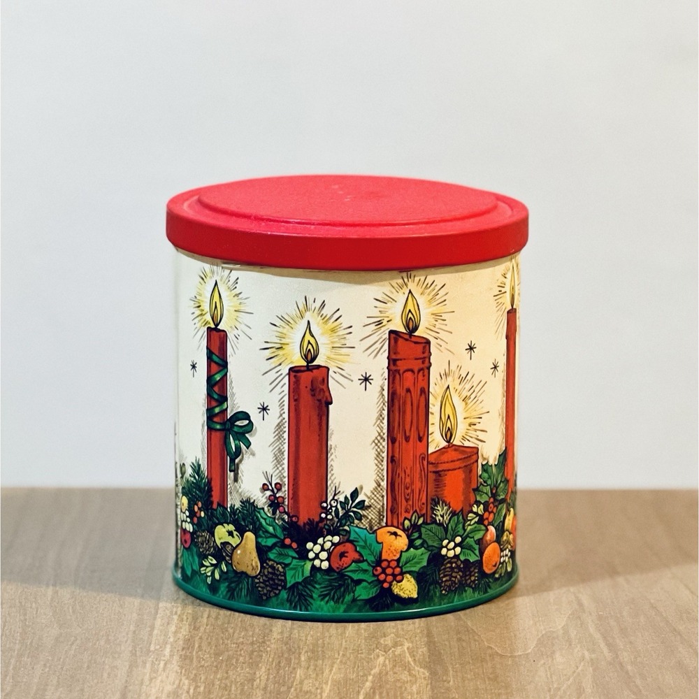 Vintage Potpourri Press Christmas Candles Tin Cookie Factory Decor Storage
